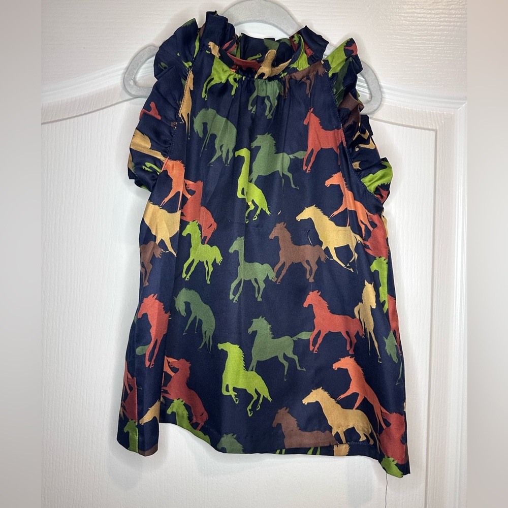 Janie and Jack girls sleeveless horse print top - size 6